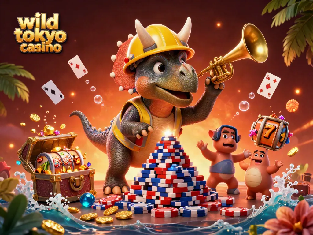 Experience thrilling gameplay at wild tokyo casino with an exciting 3D illustration of dynamic gaming elements.