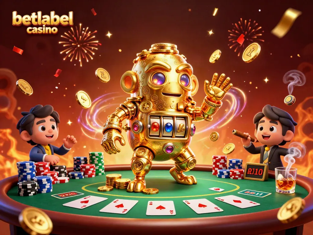 Engage with games at betlabel casino featuring a golden golem and poker scene.